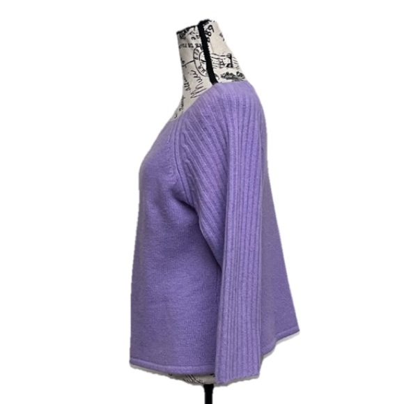 rafaella angora Wool sweater Purple Boxy Preppy Coastal Beach Boho Peasent L - Picture 3 of 8